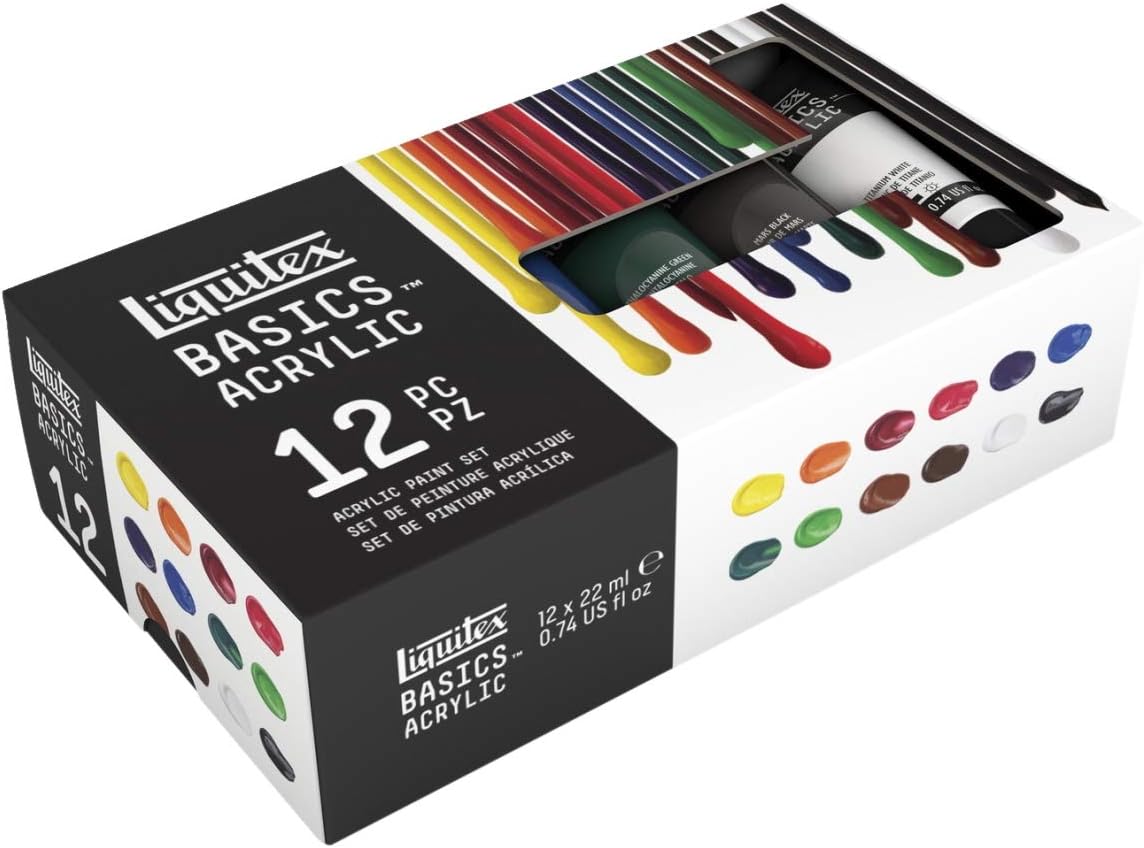 Liquitex 2023469 0.74 oz Tubes Basics Acrylic Paint Set44; Assorted Color - Set of 12 - Image 1
